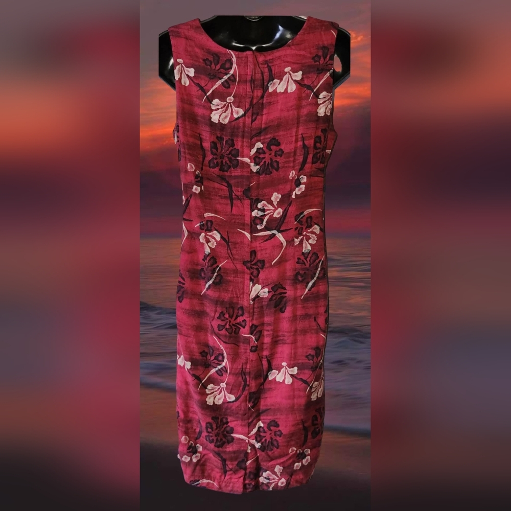 ✨ ️Vintage SAG HARBOR 1980's Red & Black Floral Rayon Midi Dress ✨️ - Picture 2 of 3